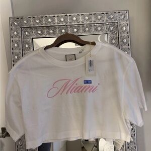 Kith White Tee with Pink Miami Script